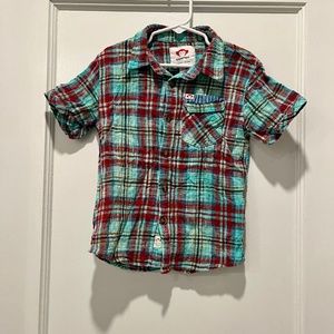 Appaman Boys Short Sleeve Blue Plaid Button Down Size 7